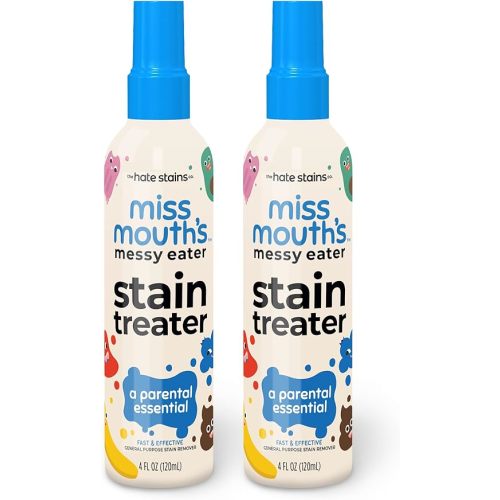 Miss Mouth's Messy Eater Stain Treater Spray - 4oz 2 Pack Stain Remover - Newborn & Baby Essentials - No Dry Cleaning Food, Grease, Coffee Off Laundry, Underwear, Fabric