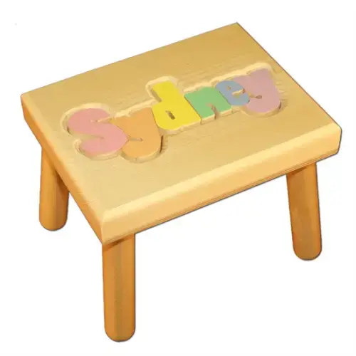 Personalized Puzzle step stool small SOLID wood