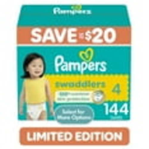 Pampers Swaddlers Baby Diapers Size 4, 144 Count (Select for More Options)