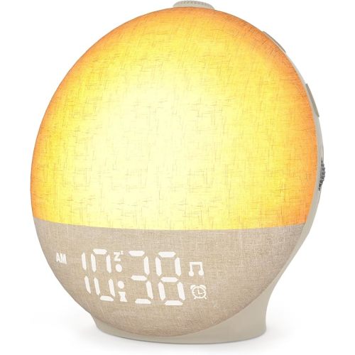 Sunrise Alarm Clock White Noise Machine, Sunset Simulation, 30 Soothing Sounds, 12 Color Night Light, Dimmable Sunlight Lamp Wake Up Light, Digital Clock for Kids Teens Heavy Sleepers Adults Bedrooms