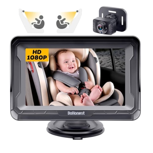 DoHonest Baby Car Camera HD 1080P - Rear-Facing Car Baby Monitor with Night Vision, Adjustable View Angle, Easy Setup, Anti-Glare Display, Safety for Kids & Infants