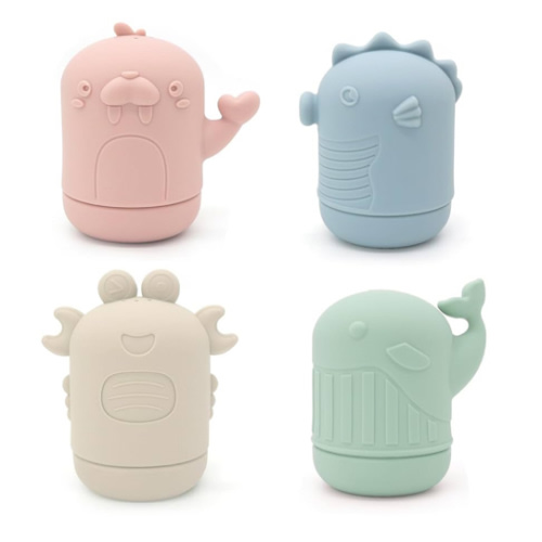 Ginbear Silicone Baby Bath Toys, Non-Toxic Mold Free Infant Squirty Bathtub Toys for Toddlers 6 Months+, Pack of 4 (Marine)