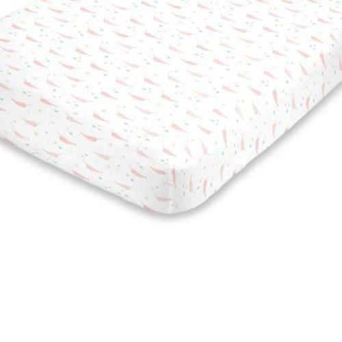 Nojo Super Soft Pink, Aqua And White Watercolor Narwhal Fitted Mini Crib Sheet