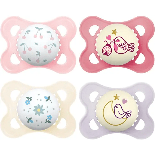 MAM Original Day & Night Pacifiers, Binky Pacifier for 0-6 Months, BPA-Free Silicone, Glows in The Dark, Best for Newborn Babies, Developed with Medical Experts, 4 Count Binkies