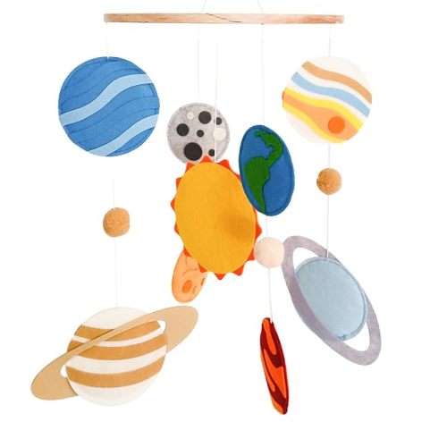 Solar System Mobile for Crib, Space Mobile Planet Mobile for Boys Girls, Baby Crib Mobile Nursery Mobile for Kids, Space Themed Nursery Decor