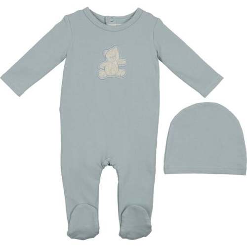 Sherpa Bear Footie and Beanie Set, Sky Blue - Maniere | Maisonette