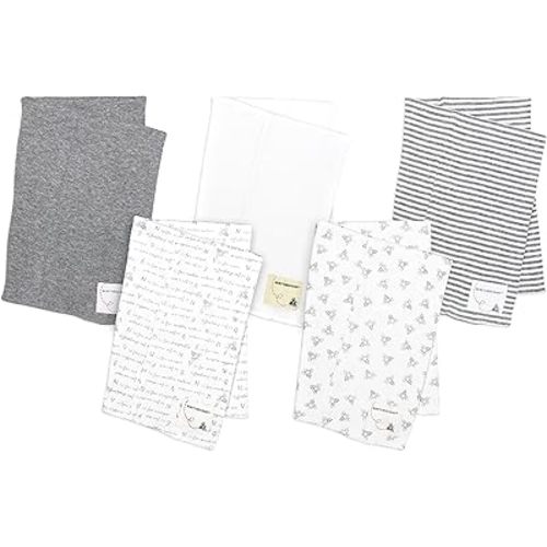 Burt's Bees Baby - Burp Cloths, 5-Pack Extra Absorbent 100% Organic Cotton Drool Cloths