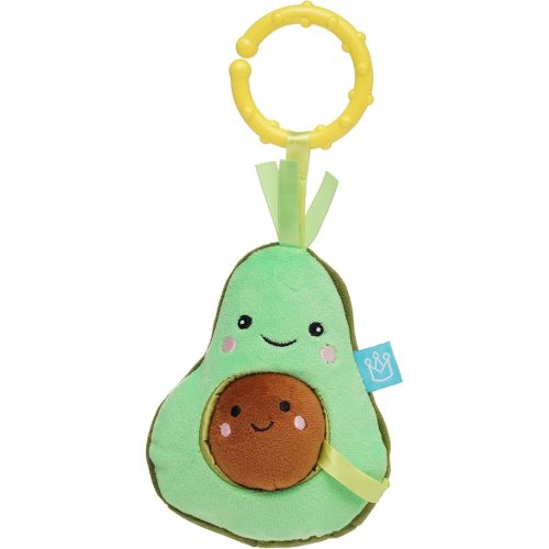 Manhattan Toy Mini-Apple Farm Avacado Baby Travel Toy with Rattle, Chime, Crinkle Fabric & Teether Clip-on Attachment