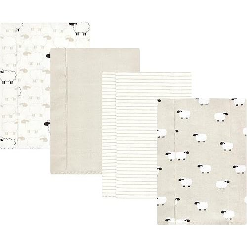 Hudson Baby Unisex Baby Cotton Flannel Burp Cloths, Taupe Sheep, One Size