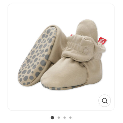 Zutano Cotton Gripper Stay-On Baby Bootie Slipper - Khaki