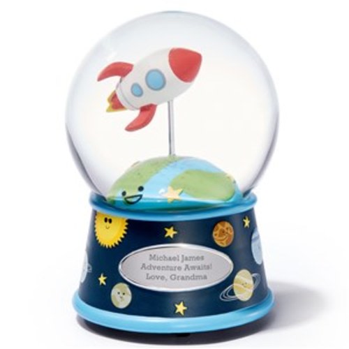 Engraved Outer Space Musical Snow Globe