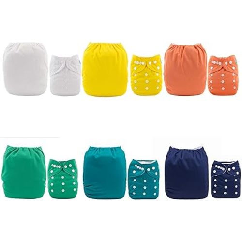 ALVABABY Baby Cloth Diaper 6 Pack with 12 Inserts One Size Cloth Diaper Covers Adjustable Washable Reusable for Baby Girls and Boys