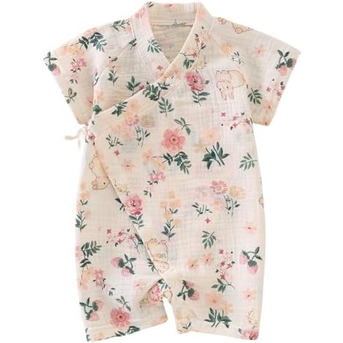 0 - 3 bunny BINIDUCKLING Baby Kimono Robes Cotton Muslin Romper