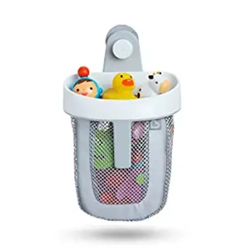 Munchkin Hanging Bath Toy Storage with Quick Drying Mesh, Grey - Bath Toy Scoop
