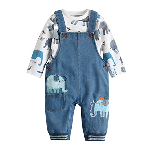 LvYinLi Cute Baby Boy Clothes Suit Toddler Boys' Striped long Sleeve T-Shirt+Denim Overalls Jumpsuit Pants Outfits Sets