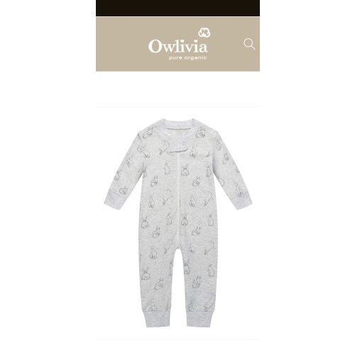 100% Organic Cotton Zip Footless Pajamas - Gray Rabbit – Owlivia