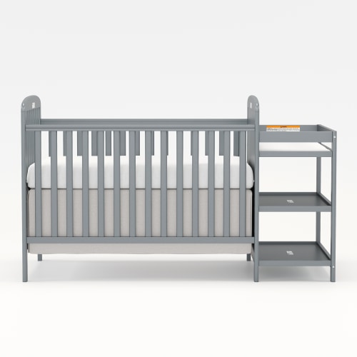 Goldzone 3-in-1 Convertible Baby Crib with Changing Table,Storm Gray