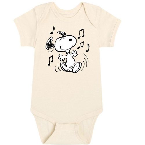 Boys' Peanuts Snoopy Dancing Happily Baby One Piece - Natural - Newborn