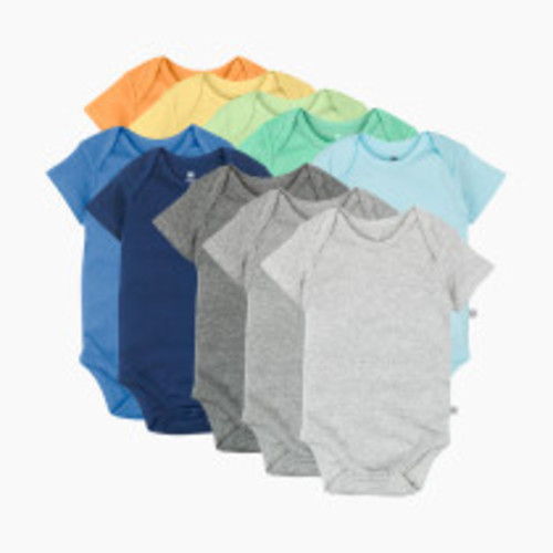Honest Baby Clothing 10-Pack Organic Cotton Short Sleeve Bodysuits - Rainbow Blues, 3-6 M, 10