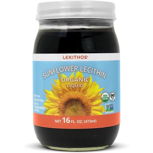 Organic Sunflower Lecithin Liquid - 16 fl oz - Certified USDA Organic - Cold Pressed (Solvent Free) - Non-GMO Project Verified