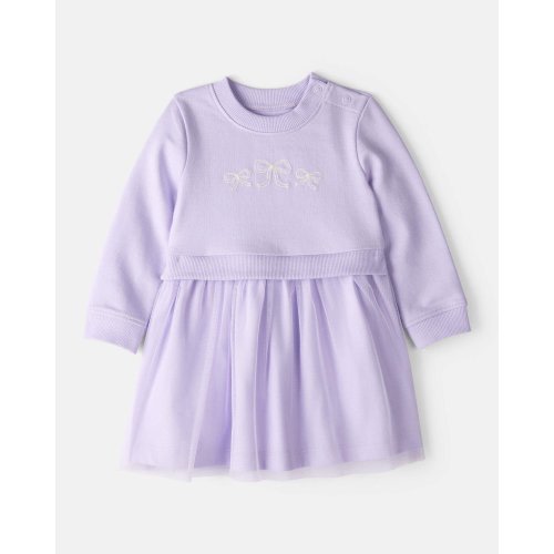 Baby Girl Bow Print Tulle Cotton Dress - Purple - Carter's | Carter's
