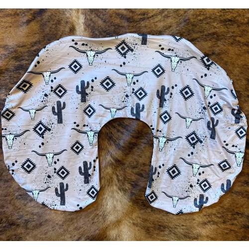 Boho baby cowskull boppy pillow cover