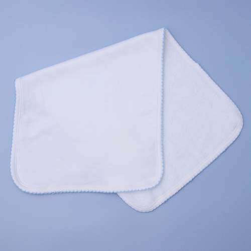 Essentials White Burp Cloth with Blue Trim