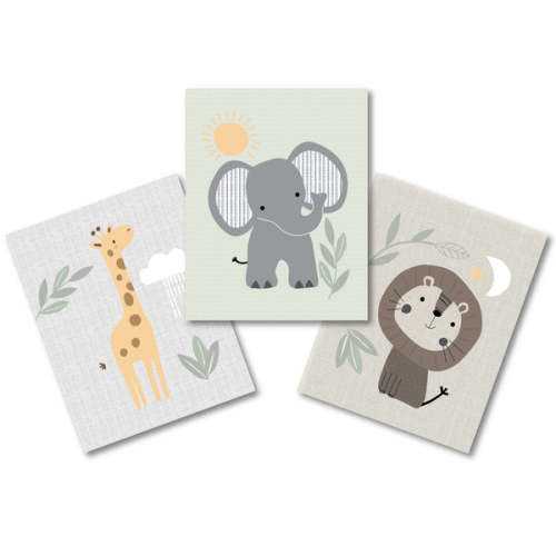 Jungle Story 3-Piece Safari Animals Unframed Nursery Wall Art Decor – Lambs & Ivy