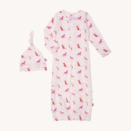 cheetah bonita organic cotton magnetic cozy sleeper gown + hat set – Magnetic Me