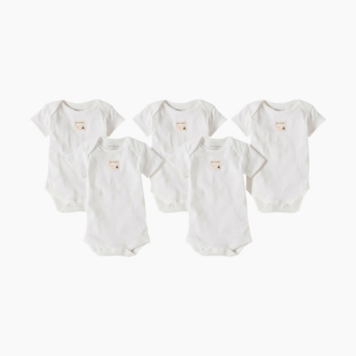Burt's Bees Baby Organic Short Sleeve Bodysuit (5 Pack) - Cloud, 0-3 Months