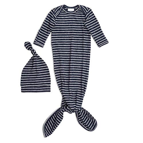 aden + anais Snuggle Knit Knotted Newborn Baby Gown & Hat, Navy