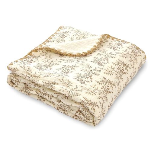 Double Layered 100% Cotton Muslin Baby Blanket Ultra-Soft 40x40 Inch Swaddling Nursery Crib Blanket（Leaves）