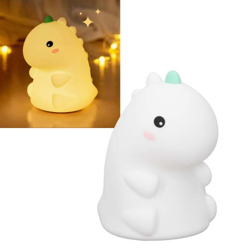 Soft Silicone Dinosaur Lamp, Tap Control Nursery Night Light, 1200mAh Battery Powered