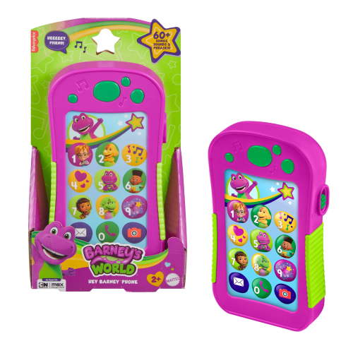 Fisher-Price Barney’s World Hey Barney Phone Musical Toddler Toy with Lights for Kids, Multilanguage Version