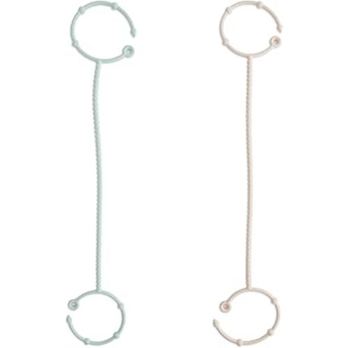 mushie Adjustable Silicone Toy Straps 2-Pack | Baby Accessories Holder for Travel, Stroller, High Chair (Cambridge Blue/Shifting Sand)