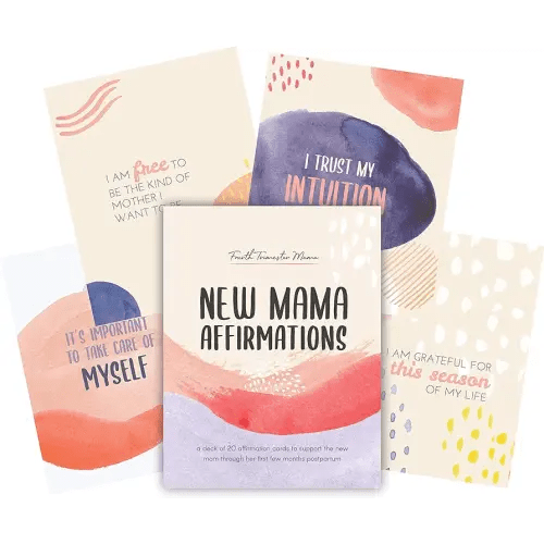 New Mama Affirmations - A Warm and Vibrant Deck of 20 Uplifting Postpartum Affirmation Cards to Support New Moms Through the Fourth Trimester and Beyond | New Mom Gift For Women After Birth