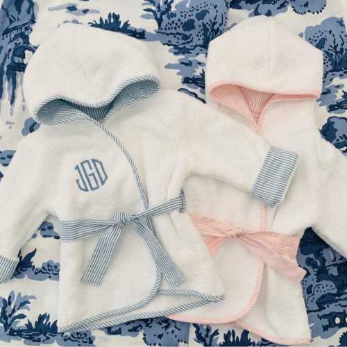Monogrammed Infant Terry Hooded Bath Wrap Towel