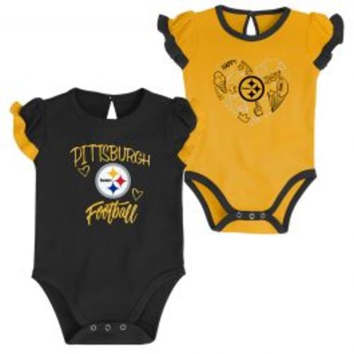 Pittsburgh Steelers Newborn Girl's Too Much Love 2 Pack Short Sleeve Creeper Set