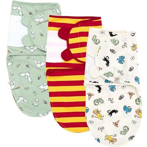 Harry Potter Hedwig Owl Newborn Baby Boys 3 Pack Swaddle Sacks Green/Maroon White 6-9 Months