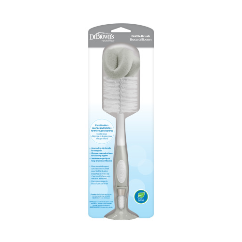 Dr. Brown's Baby Bottle Cleaning Brush with Sponge and Scrubber - Gray