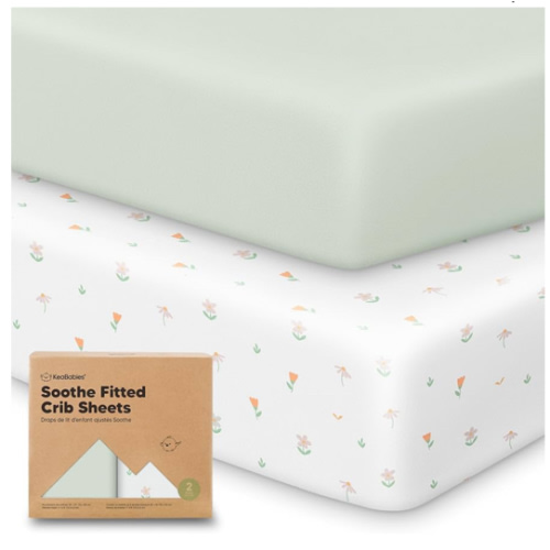 KeaBabies 2-Pack Organic Crib Sheets for Boys, Girls - 52x28 Fitted Crib Mattress Sheet Neutral, Breathable Jersey Cotton Cover for Baby Bed, Toddler Mattress, Soft & Cute Prints (Wildflowers)