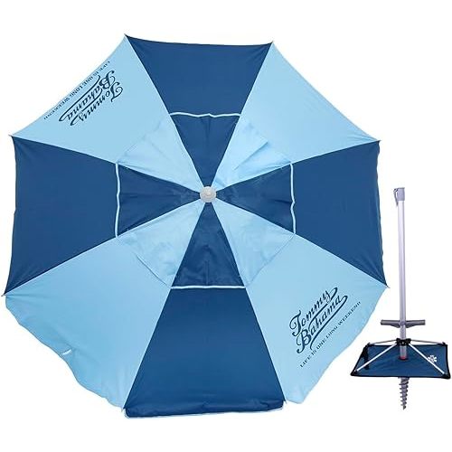 Tommy Bahama 7 ft Fiberglass Beach Umbrella for Sand with Integrated Anchor