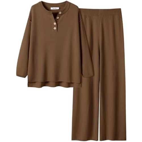 ANRABESS Women 2 Piece Outfits Oversized Loose Waffle Knit Sweater Set 2025 Fall Trendy Matching Lounge Sets Cozy Clothes