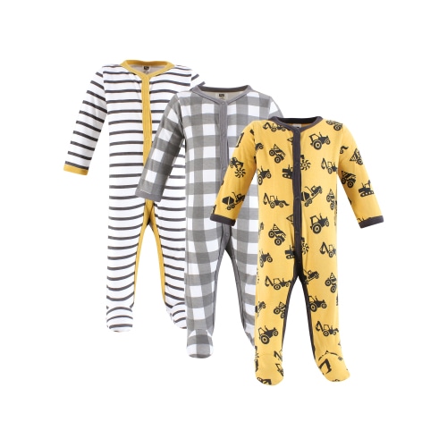 Hudson Baby Long Sleeve Sleep and Play, 3-Pack, Newborn-9 Months