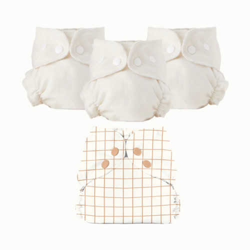 Organic Cloth Diaper Bundle Starter – Windowpane - Size 1 - Esembly