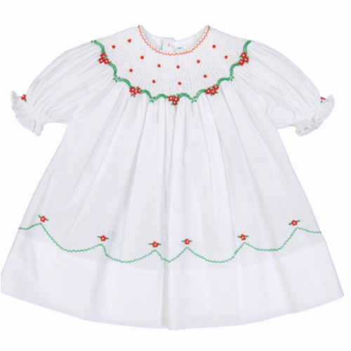 Short Sleeve Holiday Pearl Flower Bishop Dress I Feltman Brothers