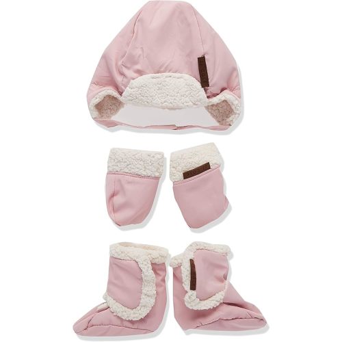 JJ Cole Baby Winter Hat, Mitten, and Booties Set – Winter Baby Essentials – 0 to 6 Months - Blush Pink