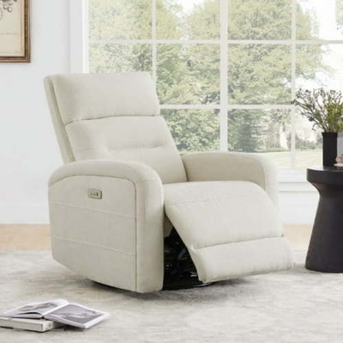 CHITA Fabric Rocking Reclining Chair, Electric Power Glider Swivel For Nursery, USB Charge, Linen