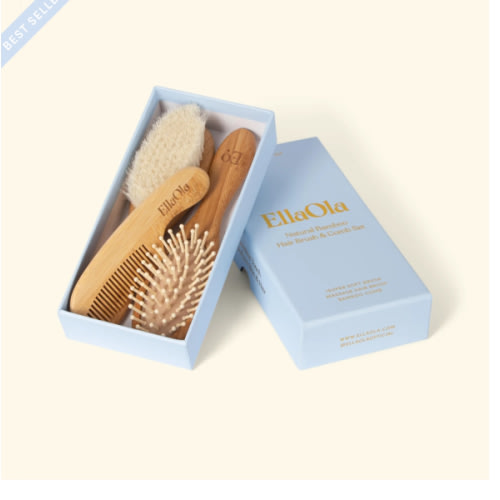 EllaOla 3-Piece Baby Bamboo Brush & Comb Set