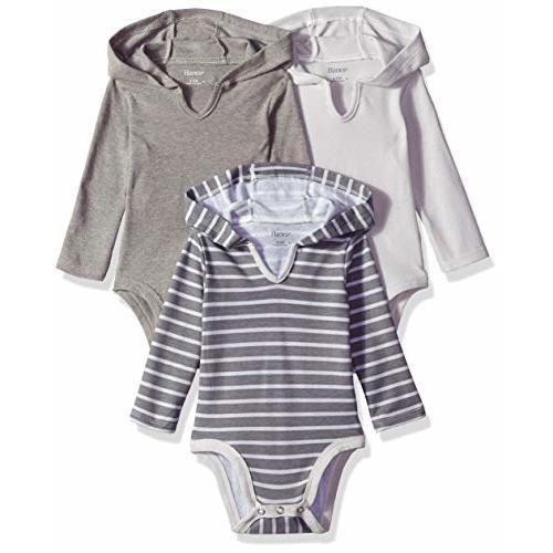 Hanes Baby and Toddler Ultimate Flexy Long Sleeve Bodysuit Hoodie (3 Pack)